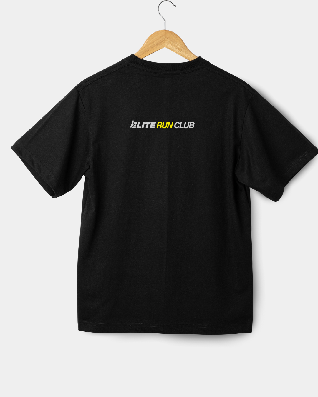 Elite Run Club Vertical Logo Tee – Black/Neon Yellow